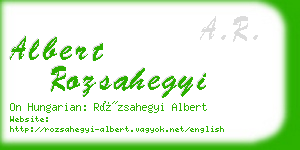 albert rozsahegyi business card